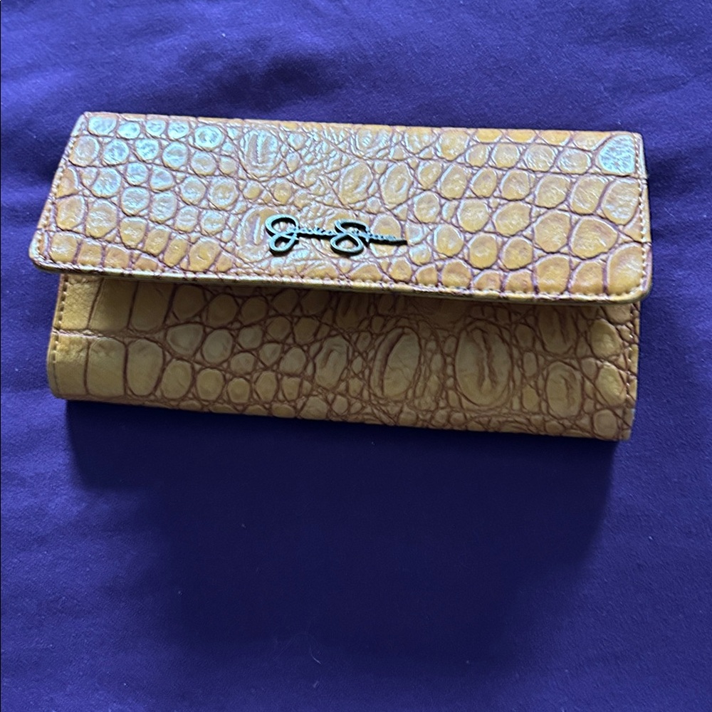 Jessica Simpson Crocodile Embossed Wallet in Mustard Yellow
